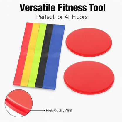 Sliding Disc Workout Sliders, Core Exercise Fitness Training Disks, Double - Sided for Carpet and Hard Floors - Low Impact, Portable, Ideal for Pilates and Home Gym