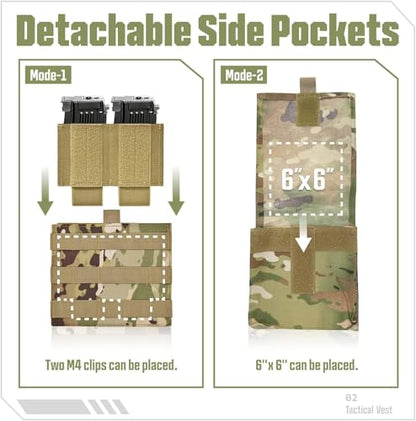 GFIRE Tactical Vest - Airsoft Lightweight Modular 3D Breathable Quick Release Vest, Adjustable Tactical Gear for Training
