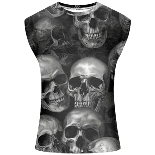 domirica Graphic Tank Tops Men Skull Printed Sleeveless Summer Oversized Loose Gym Workout Breathable Sportswear
