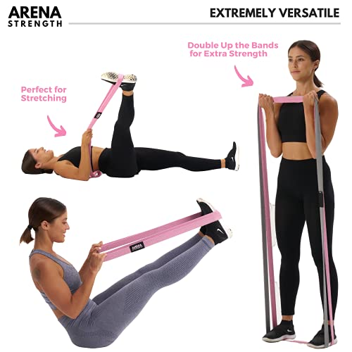 Long Fabric Full Body Resistance Bands Set of 4 and Pull Up Assistance Bands | Cloth Resistance Bands Loop with Fabric Exercise Resistance Bands Workout Guide
