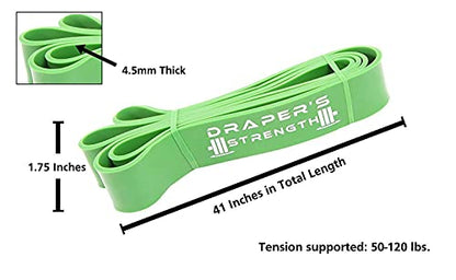Draper's Strength Heavy Duty Resistance Stretch Loop Bands for Powerlifting Workout Exercise and Assisted Pull Ups - color: #05 Green