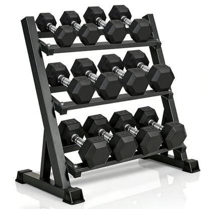 Ritafer Hex Rubber Dumbbell Set 350/450/550 lbs, Coated Encased Iron Free Weights Dumbbells Set, 6-10 Pair Dumbbells with Storage Rack for Strength Training Home Gym - style: 350LB