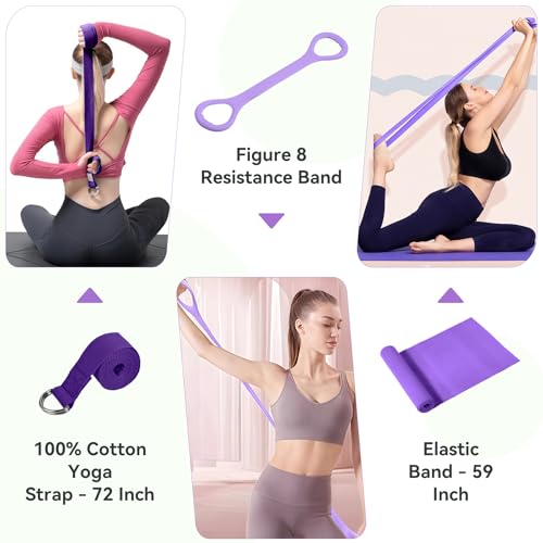 HASHMUST Pilates Ring Kit 12 PCS for Women, Home Workout Equipment with Magic Circle, Mini Exercise Ball, Resistance Bands, Massage Lacrosse, Yoga Strap, Full-Body Fitness Set for Toning & Gift