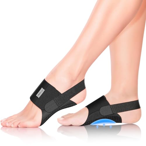 Fit Geno Arch Support Braces for Plantar Fasciitis Relief - Adjustable Compression Bands with Gel Pads, Non-Slip Design for Flat Feet, High & Fallen Arches