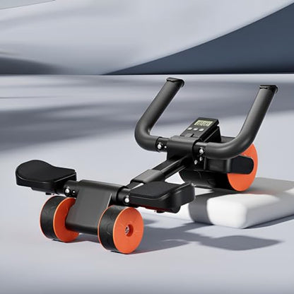 LOUXIFENG 2024 New ab Wheel Roller with Elbow Support Adjustable Automatic Rebound Abdominal Wheel Roller for Core Work Out Fitness