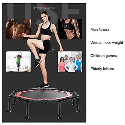 Trampoline Folding Mini Trampoline with Foam Handle Bar, Fitness Rebounder for Adult Indoor and Outdoor Exercise, Kids Balance Training Equipment (Size : 50in)