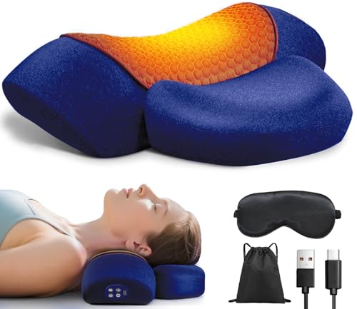 Pillowcases,Cordless Heated Neck Massager Pillow for Pain Relief Deep Tissue (Navy) - color: Navy