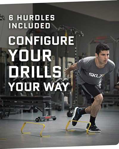 SKLZ 6X Ultra Durable Agility Hurdles - for Athletes of All Skill Levels,6pk of 6-in Tall Hurdles,Bright Yellow Color,Made of Durable, Composite Materials,Easy to Set up & Transport,Comes w/Carry Bag