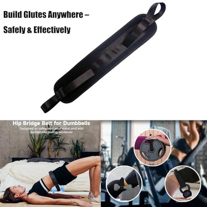 Hip Thrust Belt for Glute Training, Adjustable, Fits Dumbbells & Kettlebells