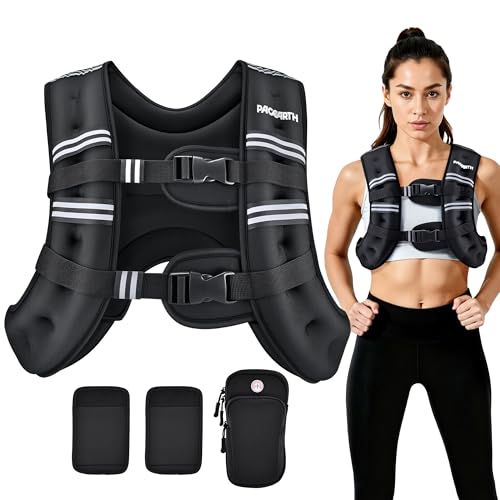 Weighted Vest,6lb/8lb/10lb/12lb/16lb/20lb/25lb/30lb Weight Vest with Reflective Stripe, Body Weight Vests for Women, Men, Weight Loss Workout, Strength Training, Running, Walking, Jogging - color: Black, size: 12 LB