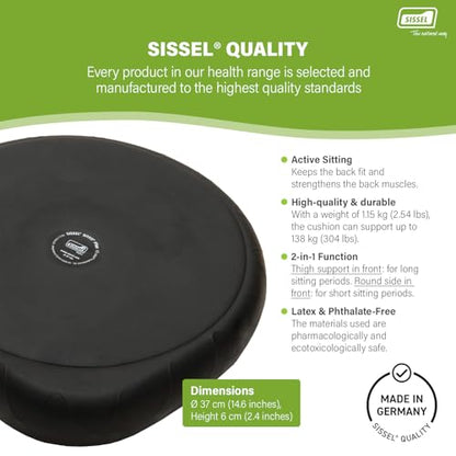 SISSEL SITFIT 14in Red | Active Sitting & Training | Strengthens Back & Pelvic Floor Muscles | Versatile Use: Legs & Veins | Adjustable Pressure | Includes Exercise Poster - color: Black