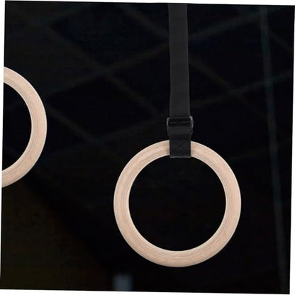 UPKOCH Wooden Gymnastics Rings with Adjustable Straps Bodyweight Training Equipment for Versatile Home Workouts and Strength Building Natural Design