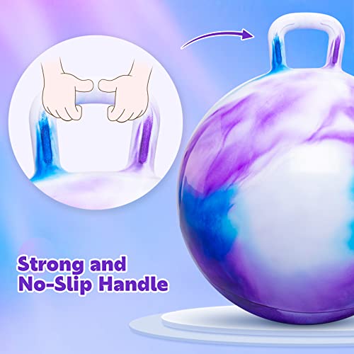 Hopper Balls for Kids 3-8, 18 Inches Bouncy Ball with Handle, 18" Inflatable Bouncing Hopper, 45cm Jumping Toys, Garden Hopping Toys Girls Boys Gifts - color: Purple, size: Age:3-8(18''/45cm)