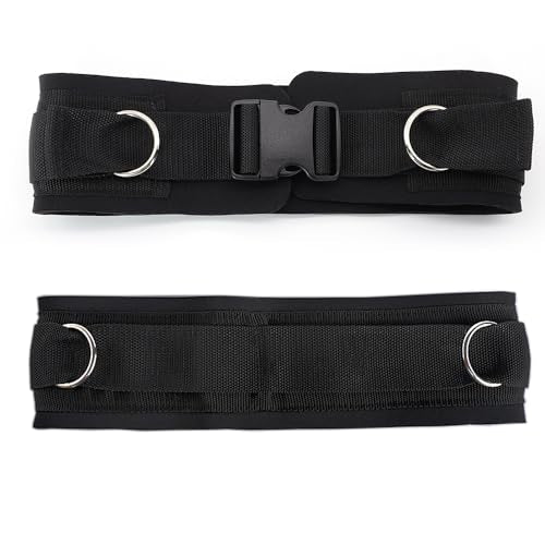 Adjustable Waist Belt Soft Neoprene Padded Belt with 2 Movable Rings for Cable Machines Fitness Exercise Speed Agility Resistance Training