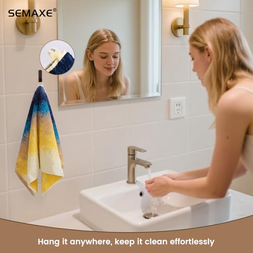 Coastal Ombre Hand Towels for Bathroom, 4-Pack Cotton Hand Towels with Hanging Loop, Soft & Absorbent, Quick Dry, Coastal Bathroom Decor Use, Easy Care