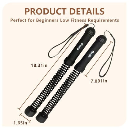 Portable Ropeless Battle Ropes for Home Gym, 2 Sticks Cordless Training Rope for Low-Impact Cardio Training