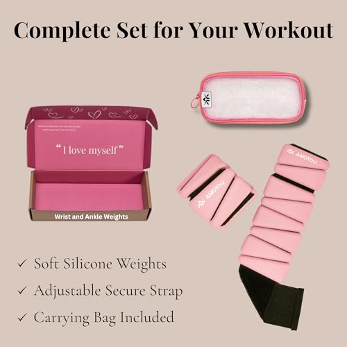 Wrist & Ankle Weights for Women – 2 lb Ankle Weights (Set of 2, 1 lb Each) | Arm Weights for Women | Leg Weights for Walking, Yoga, Cardio & Strength Training