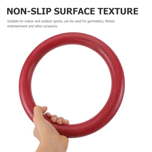 INOOMP 2pcs Portable Gymnastics Hanging Rings Abs with Adjustable Straps, Red Pull-up Exercising Rings for Indoor Outdoor Home Fitness and Calisthenics Training