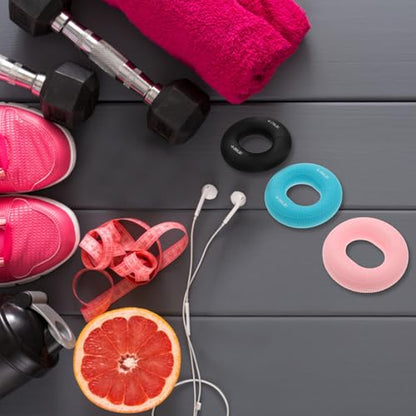Sosoport 3Pcs Hand Grip Strength Trainer Set Silicone Hand Massage Rings Adjustable Resistance 20-80Lbs for Finger Forearm