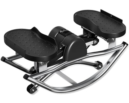Low-Impact Rocking Stepper with Digital Display for Home Exercise