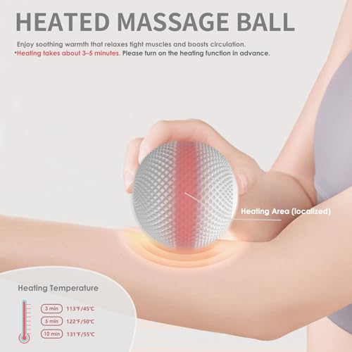 Heating Vibrating Massage Ball with 7 Modes & Memory Function for Myofascial Release, Deep Tissue and Trigger Point Muscle Therapy - Targets Back, Hip, Leg, Neck & Foot (Gray) - color: Gray