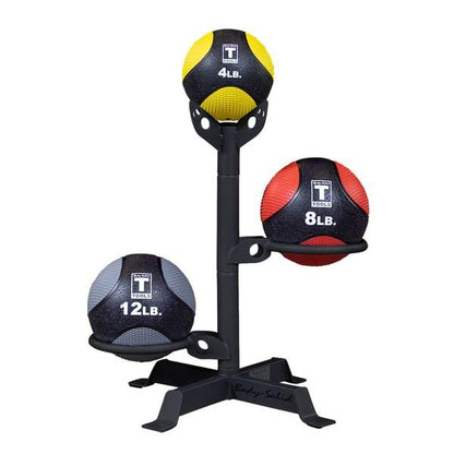 Body-Solid (GMR5B) Short Medicine Ball Stand - Compact Vertical Storage Rack for 3 Exercise Balls with 360° Pivoting Rings - Home & Commercial Gym Equipment, Black