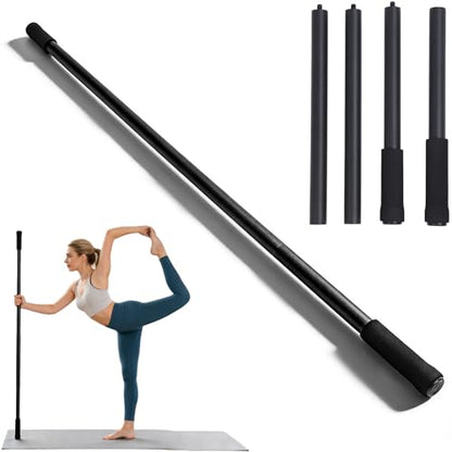 Adjustable Yoga Stick, Promote Flexibility Steel Stretching Stick Versatile Exercise Stick with Foam Handles for Fitness Balance