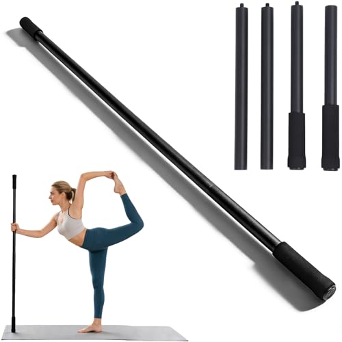 Adjustable Yoga Stick, Promote Flexibility Steel Stretching Stick Versatile Exercise Stick with Foam Handles for Fitness Balance