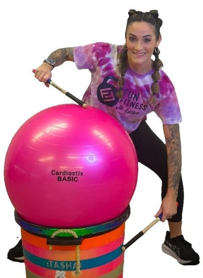 CardioStix 8.5oz Bundle (1 PAIR WITH BAG) Highest-Weighted Double Grip Premium American Hickory Wood Cardio Drum Sticks | Drumming, Fitness, Aerobic Class, Exercises(Pink w/bag) - color: Hot Pink with Bag