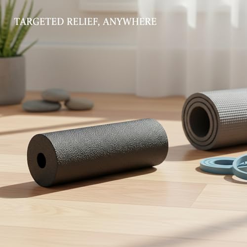 Mini Hollow EPP Foam Roller, 5.9 x 2.0 Inch Portable Exercise Tool for Travel, Gym, and Yoga (Black)
