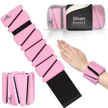 Adjustable Wrist & Ankle Weights for Women & Men, 2 Pieces, 1 lb Each (2 lbs Total), Weighted Bangles for Walking, Running, Yoga, Pilates, Barre, Cardio & Home Workouts