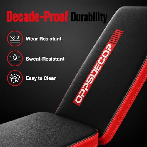 OPPSDECOR Adjustable Weight Bench with Leg Extension and Leg Curl, 800 LBS Heavy Duty Workout Bench for Home Gym, Preacher Curl Bench with Wheels, Flat Incline Decline Exercise Bench for Full Body