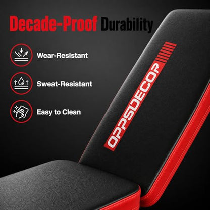 OPPSDECOR Adjustable Weight Bench with Leg Extension and Leg Curl, 800 LBS Heavy Duty Workout Bench for Home Gym, Preacher Curl Bench with Wheels, Flat Incline Decline Exercise Bench for Full Body