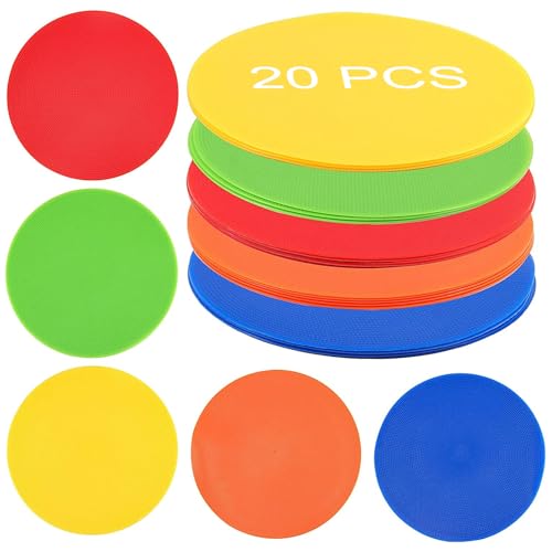 HOIGON 20 PCS 9 Inches Sports Spot Markers, 5 Colors Flat Agility Markers Non Slip Rubber Circles Floor Dots Training Markers for Sports Training, Agility Drills, Dance Exercise