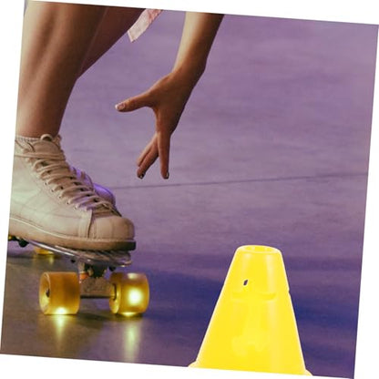 Mikinona 10pcs Plastic Soccer Training Cones 8cm Small Yellow Markers for Football Roller Skating Agility Practice and Obstacle Course