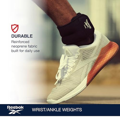 Reebok Wrist and Ankle Weights, Wearable Weights for Intensifying Workout, Durable Polyester & Spandex Ankle & Wrist Weights, Home Workout Essentials & Gym Accessories for Women & Men - size: 1 Lbs