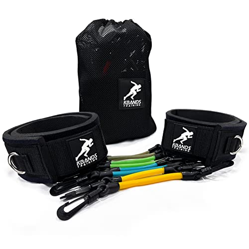Kbands | Speed and Strength Leg Resistance Bands | Includes Speed 101 and Agility FX Digital Training Programs - Sizes for Youth, Intermediate, and Advanced Athletes - color: Yellow, Teal, Green, Grey