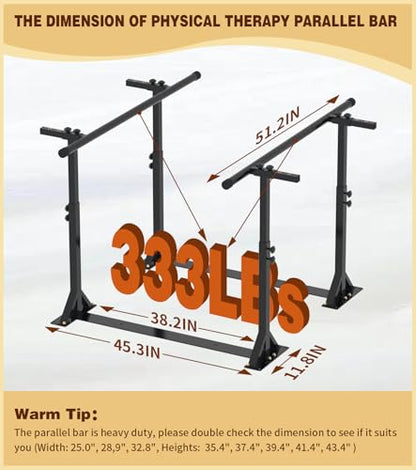 Physical Therapy Parallel Bars - Adjustable Height and Width