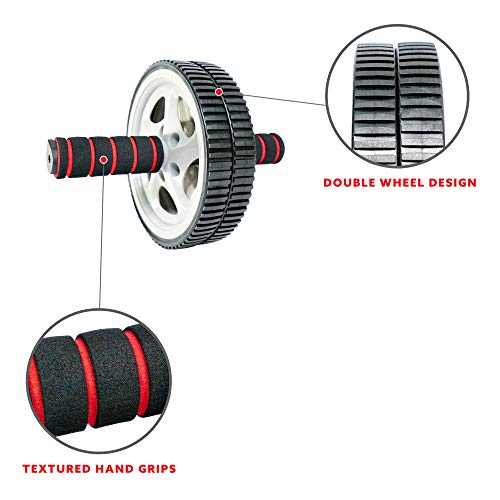 Sunny Health & Fitness Ab Roller Wheel, Durable Construction, Compact & Portable, Non-Slip Handles for Home Gym, Addominal Exercises & Core Strength Trainer