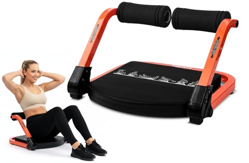 Ab Machine for Stomach Workout – Core & Sit-Up Exercise Equipment with 3 Resistance Levels for Home Gym, Adjustable Ab Trainer for Full-Body Workout with Automatic Rebound, 350 lbs Capacity - color: Red