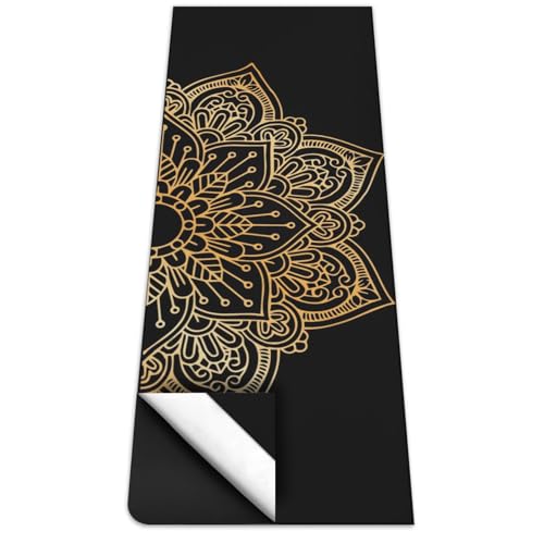Hot Yoga Mat Towel with Corner Pockets Yoga Towels for Hot Yoga Non Slip with Travel Bag Sweat Absorbent Yoga Blankets Mat Cover for Workout Gym 70"x26" (Gold Flower-01, 70x26) - color: Gold Flower-01, size: 70x26