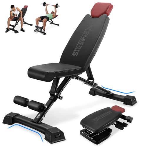 Adjustable Weight Bench, Foldable Workout Bench for home gym 660 LBS Incline/Decline Bench Press Exercise Equipment Strength Weight Training - color: Black, size: Basic