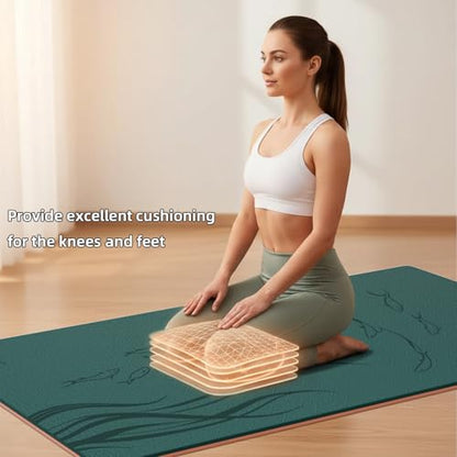Extra Wide Yoga Mat 76"x40"x10mm TPE Double-Width Exercise Mat for Couples, Tall Yogis & Home Workouts, Non-Slip, Free of PVC & Latex - color: Green + Orange
