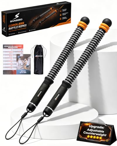 Ropeless Cordless Portable Battle Ropes for Home Gym,Adjustable Weight Z-Rope,Workout Equipment Weighted,Exercise Strength Training,No Endless Jump Rooes,Fitness Working Flex Springs Sticks(Black)
