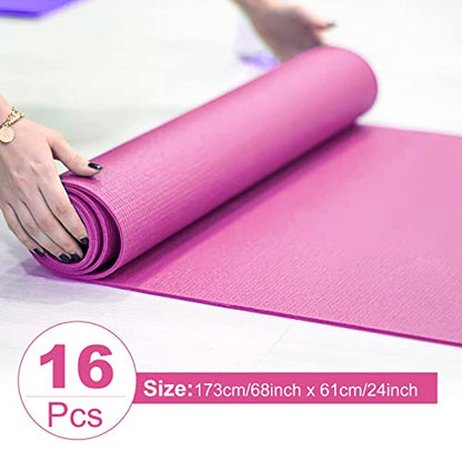 Funtery 3 mm Thin Yoga Mats Bulk, 68 x 24 in - color: Rose Red