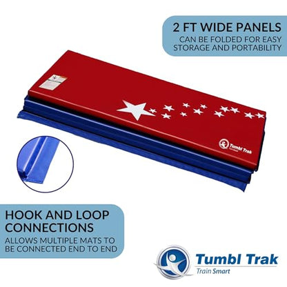 Tumbl Trak Gymnastics Folding Tumbling Panel Mat - color: Patriotic, size: 4'x8'x1.38"