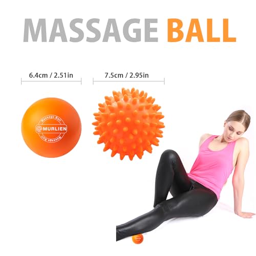 Massage Ball Set, Spiky Ball & Lacrosse Ball for Body Massage, Muscle Relief, Deep Tissue, Myofascial Release, Massager for Neck, Shoulder, Back, Foot or Muscle Tension - Orange
