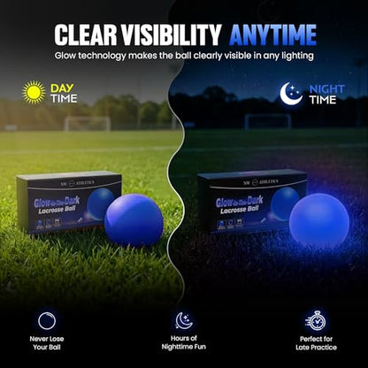 Glow in the Dark Lacrosse Ball | Official Size & Weight | 2 Pack | Night Practice & Training - color: Sky Blue