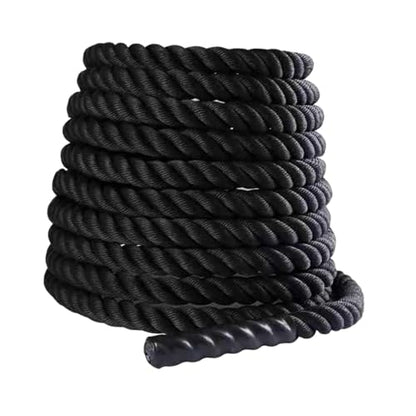 Battle Rope 9.18/9.8ft Length Heavy Battle Exercise Training Rope Workout Rope Fitness Rope for Strength Training Homes Gym 25mmx2.8m Black