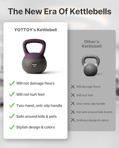 YOTTOY Soft Kettlebell, Set for Strength Training Kettlebells & Home Workouts, Soft-Sided Cushioned Base, Wide-Handle - Ideal for Men, Women, & Beginners - color: 25LB-Purple